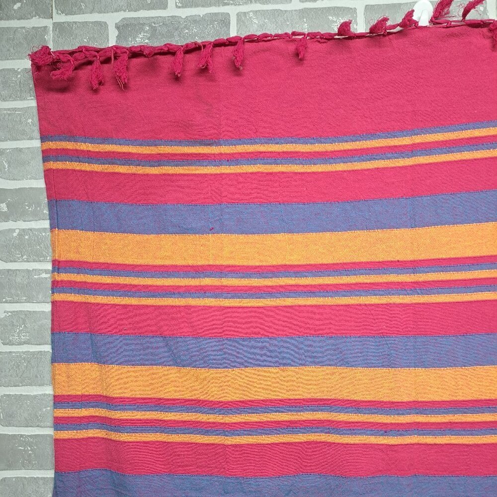 Retro Multicolor Fringes Picnic Rectangular Mat‎ Decorative Throw 44 X 60 IN